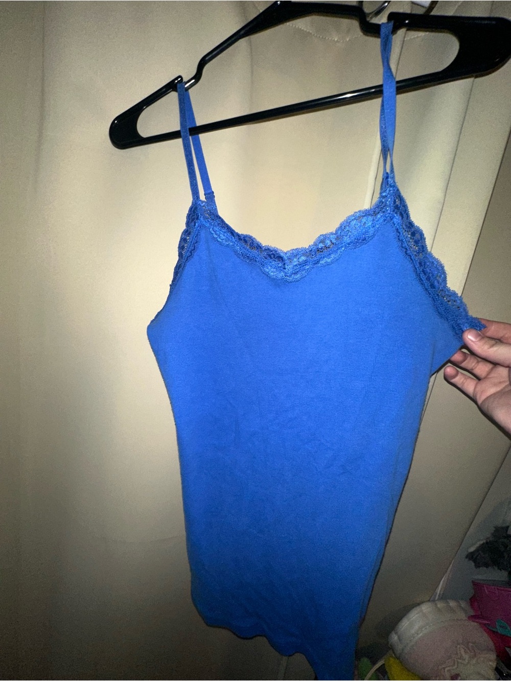 VTG Y2K faded glory Royal Blue Lace Trim Cami Top women’s size large